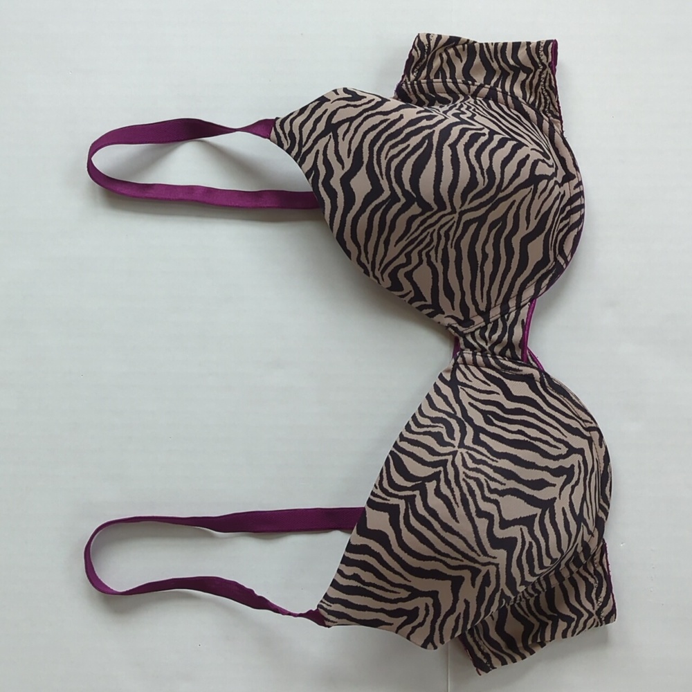 Lilyette Sweet Nothings Zebra Print Underwire Bra 40C Black Purple
